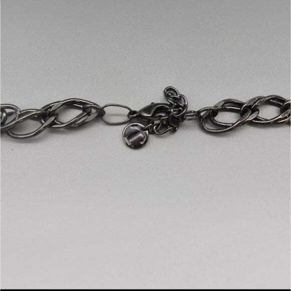 Talbots Necklace Modern Black Beaded Silver Tone Gunmetal Layered Chains 24 Inch - Picture 9 of 10